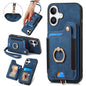 Retro Skin-feel Ring Multi-card Wallet Phone Case