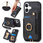 Retro Skin-feel Ring Multi-card Wallet Phone Case