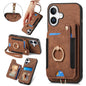 Retro Skin-feel Ring Multi-card Wallet Phone Case