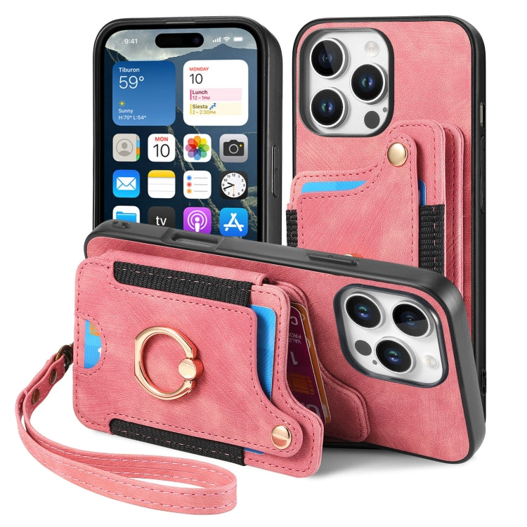 Retro Skin-feel Ring Multi-card Wallet Phone Case