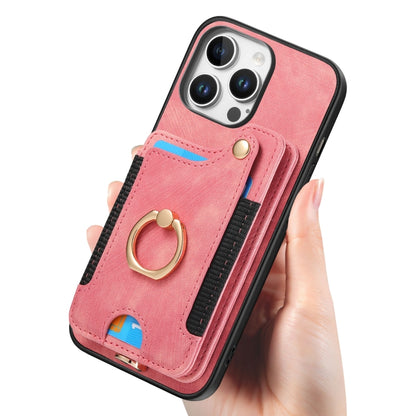 Retro Skin-feel Ring Multi-card Wallet Phone Case