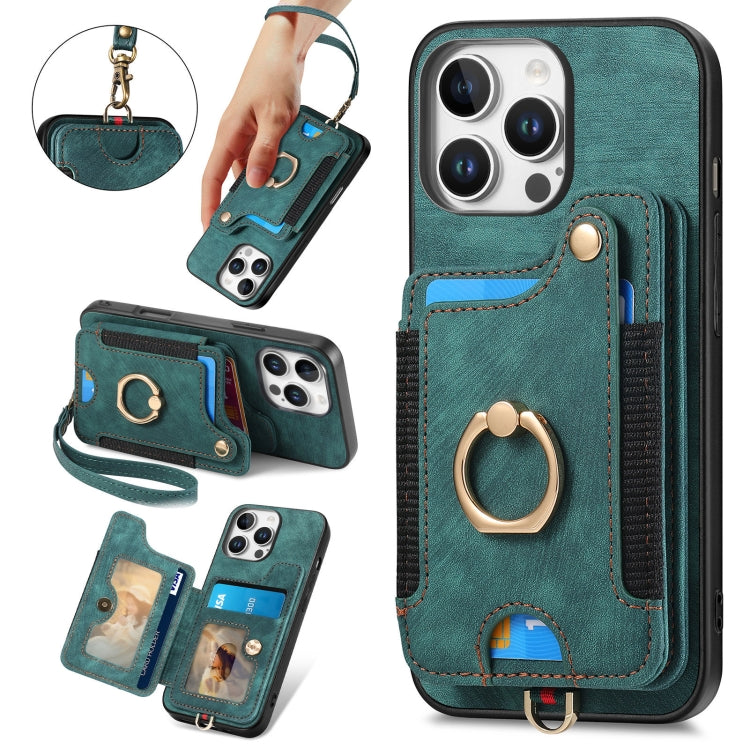 Retro Skin-feel Ring Multi-card Wallet Phone Case