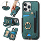 Retro Skin-feel Ring Multi-card Wallet Phone Case