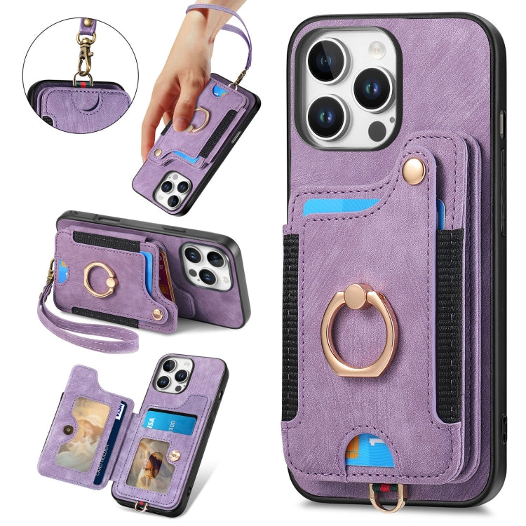 Retro Skin-feel Ring Multi-card Wallet Phone Case