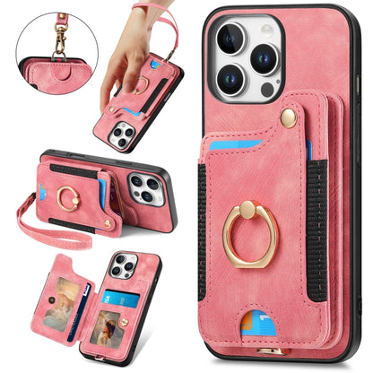 Retro Skin-feel Ring Multi-card Wallet Phone Case, For iPhone 18 Pro Max / 17 Pro Max, For iPhone 17e / 16e, For iPhone 17, For iPhone 16 Pro Max