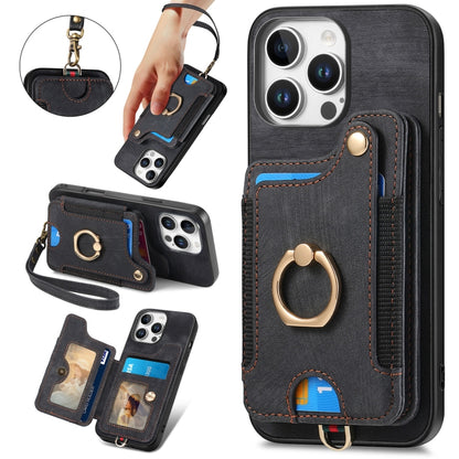 Retro Skin-feel Ring Multi-card Wallet Phone Case, For iPhone 17e / 16e, For iPhone 17 Pro Max, For iPhone 17, For iPhone 16 Pro Max