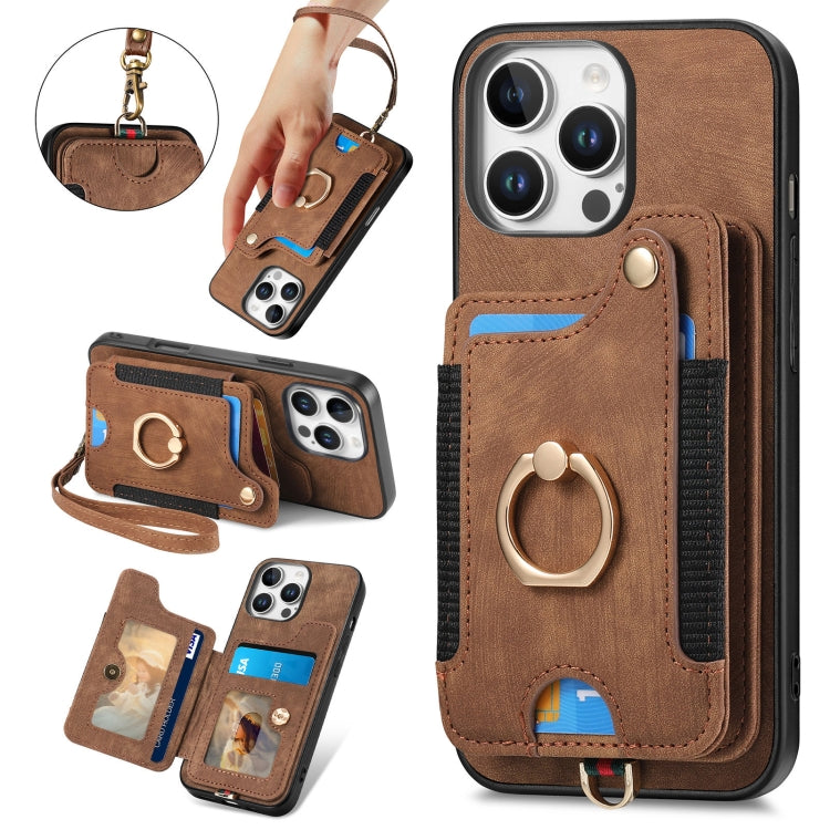 Retro Skin-feel Ring Multi-card Wallet Phone Case, For iPhone 17e / 16e, For iPhone 17 Pro Max, For iPhone 17, For iPhone 16 Pro Max