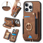 Retro Skin-feel Ring Multi-card Wallet Phone Case, For iPhone 17e / 16e, For iPhone 17 Pro Max, For iPhone 17, For iPhone 16 Pro Max