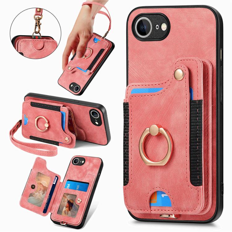 Retro Skin-feel Ring Multi-card Wallet Phone Case, For iPhone 18 Pro Max / 17 Pro Max, For iPhone 17e / 16e, For iPhone 17, For iPhone 16 Pro Max