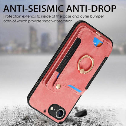 Retro Skin-feel Ring Multi-card Wallet Phone Case, For iPhone 17e / 16e, For iPhone 17 Pro Max, For iPhone 17, For iPhone 16 Pro Max