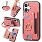 Retro Skin-feel Ring Multi-card Wallet Phone Case, For iPhone 18 Pro Max / 17 Pro Max, For iPhone 17e / 16e, For iPhone 17, For iPhone 16 Pro Max
