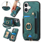 Retro Skin-feel Ring Multi-card Wallet Phone Case, For iPhone 18 Pro Max / 17 Pro Max, For iPhone 17e / 16e, For iPhone 17, For iPhone 16 Pro Max