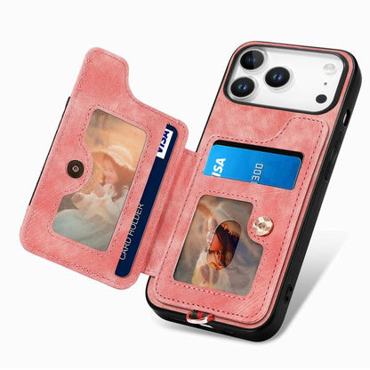 Retro Skin-feel Ring Multi-card Wallet Phone Case, For iPhone 18 Pro Max / 17 Pro Max, For iPhone 17e / 16e, For iPhone 17, For iPhone 16 Pro Max