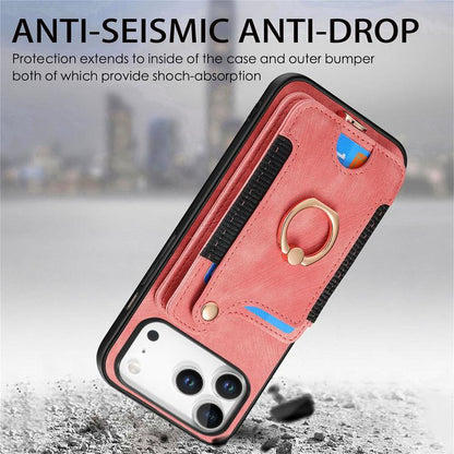 Retro Skin-feel Ring Multi-card Wallet Phone Case, For iPhone 18 Pro Max / 17 Pro Max, For iPhone 17e / 16e, For iPhone 17, For iPhone 16 Pro Max