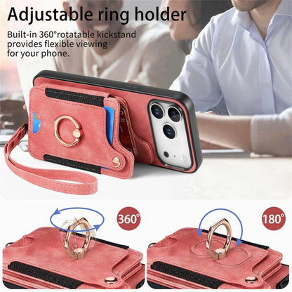 Retro Skin-feel Ring Multi-card Wallet Phone Case, For iPhone 18 Pro Max / 17 Pro Max, For iPhone 17e / 16e, For iPhone 17, For iPhone 16 Pro Max