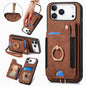 Retro Skin-feel Ring Multi-card Wallet Phone Case, For iPhone 18 Pro Max / 17 Pro Max, For iPhone 17e / 16e, For iPhone 17, For iPhone 16 Pro Max