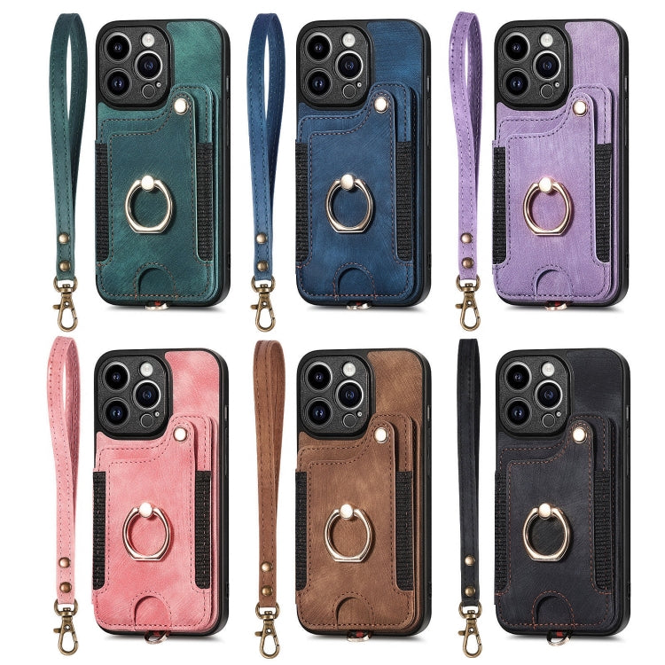 Retro Skin-feel Ring Multi-card Wallet Phone Case