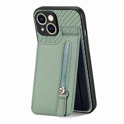 Carbon Fiber Vertical Flip Zipper Phone Case, For iPhone 15 Pro, For iPhone 15 Plus, For iPhone 15
