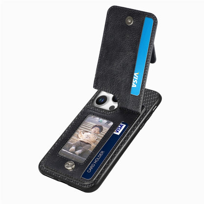 Carbon Fiber Vertical Flip Zipper Phone Case, For iPhone 16 Pro, For iPhone 16 Plus, For iPhone 16, For iPhone 15 Pro Max