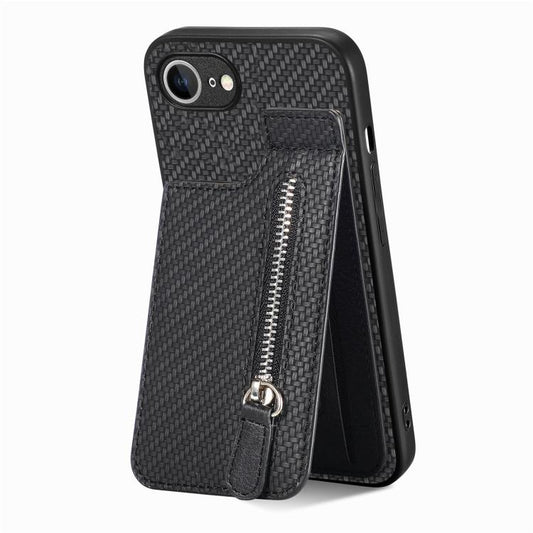 Carbon Fiber Vertical Flip Zipper Phone Case, For iPhone 17e / 16e, For iPhone 17 Pro Max, For iPhone 17, For  iPhone 16 Pro Max