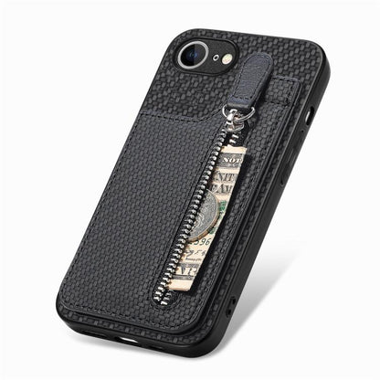 Carbon Fiber Vertical Flip Zipper Phone Case, For iPhone 17e / 16e, For iPhone 17 Pro Max, For iPhone 17, For  iPhone 16 Pro Max