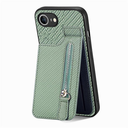 Carbon Fiber Vertical Flip Zipper Phone Case, For iPhone 17e / 16e, For iPhone 17 Pro Max, For iPhone 17, For  iPhone 16 Pro Max