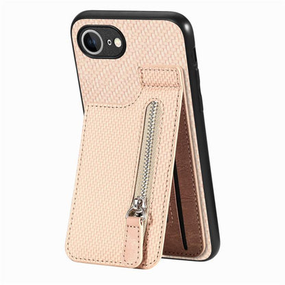 Carbon Fiber Vertical Flip Zipper Phone Case, For iPhone 17e / 16e, For iPhone 17 Pro Max, For iPhone 17, For  iPhone 16 Pro Max