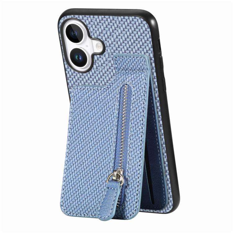 Carbon Fiber Vertical Flip Zipper Phone Case, For iPhone 17e / 16e, For iPhone 17 Pro Max, For iPhone 17, For  iPhone 16 Pro Max