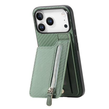 Carbon Fiber Vertical Flip Zipper Phone Case, For iPhone 17e / 16e, For iPhone 17 Pro Max, For iPhone 17, For  iPhone 16 Pro Max