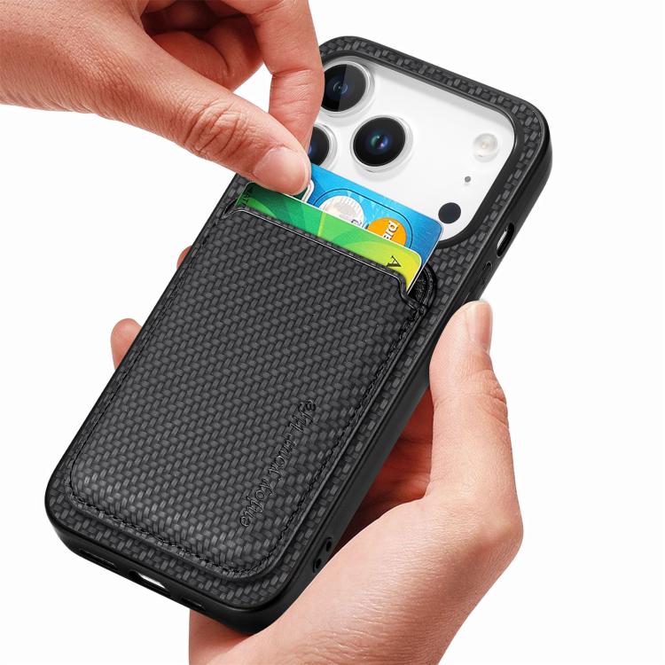 Carbon Fiber Leather Card Magsafe Phone Case, For iPhone 18 Pro / 17 Pro, For iPhone 18 Pro Max / 17 Pro Max, For iPhone 17e / 16e, For iPhone 17
