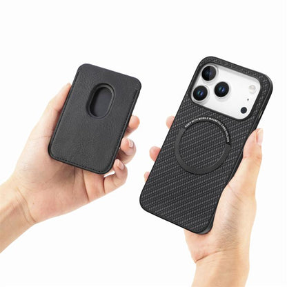 Carbon Fiber Leather Card Magsafe Phone Case, For iPhone 18 Pro / 17 Pro, For iPhone 18 Pro Max / 17 Pro Max, For iPhone 17e / 16e, For iPhone 17
