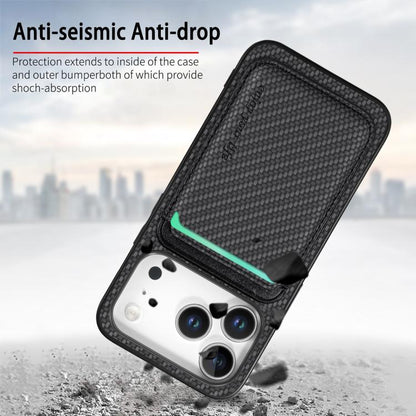 Carbon Fiber Leather Card Magsafe Phone Case, For iPhone 18 Pro / 17 Pro, For iPhone 18 Pro Max / 17 Pro Max, For iPhone 17e / 16e, For iPhone 17