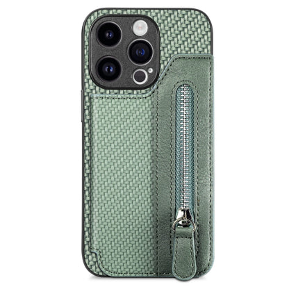 Carbon Fiber Horizontal Flip Zipper Wallet Phone Case, For iPhone 16, For iPhone 15 Pro Max, For iPhone 15 Pro, For iPhone 15 Plus
