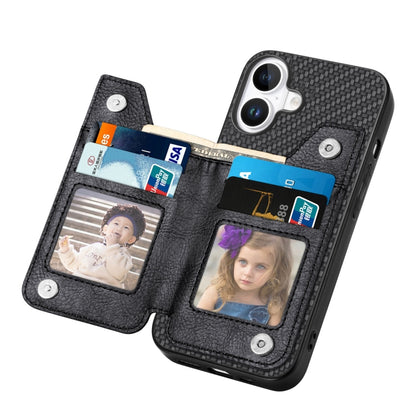 Carbon Fiber Horizontal Flip Zipper Wallet Phone Case, For iPhone 16, For iPhone 15 Pro Max, For iPhone 15 Pro, For iPhone 15 Plus