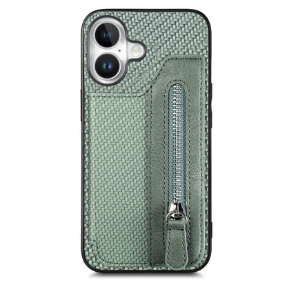 Carbon Fiber Horizontal Flip Zipper Wallet Phone Case, For iPhone 16, For iPhone 15 Pro Max, For iPhone 15 Pro, For iPhone 15 Plus