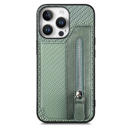 Carbon Fiber Horizontal Flip Zipper Wallet Phone Case, For iPhone 17e / 16e, For iPhone 16 Pro Max, For iPhone 16 Pro, For iPhone 16 Plus
