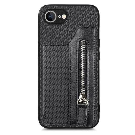 Carbon Fiber Horizontal Flip Zipper Wallet Phone Case, For iPhone 17e / 16e, For iPhone 16 Pro Max, For iPhone 16 Pro, For iPhone 16 Plus