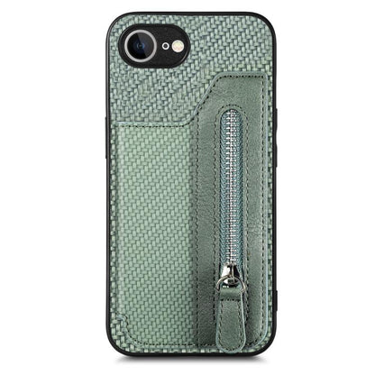 Carbon Fiber Horizontal Flip Zipper Wallet Phone Case, For iPhone 17e / 16e, For iPhone 16 Pro Max, For iPhone 16 Pro, For iPhone 16 Plus