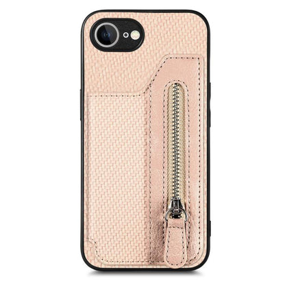 Carbon Fiber Horizontal Flip Zipper Wallet Phone Case, For iPhone 17e / 16e, For iPhone 16 Pro Max, For iPhone 16 Pro, For iPhone 16 Plus