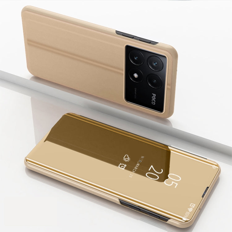 Plated Mirror Horizontal Flip Leather Phone Case with Holder, For Xiaomi Redmi 14C 4G, For Xiaomi Poco F6, For Xiaomi Poco F6 Pro