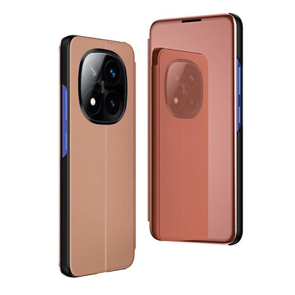 Plated Mirror Horizontal Flip Leather Phone Case with Holder, For Redmi Note 14 4G 163.25mm, For Xiaomi Redmi Note 14 5G, For Xiaomi Redmi Note 14 Pro+ 5G