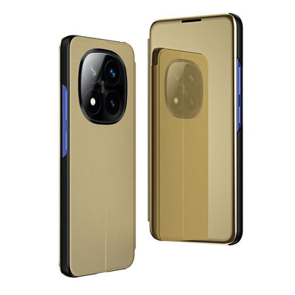 Plated Mirror Horizontal Flip Leather Phone Case with Holder, For Redmi Note 14 4G 163.25mm, For Xiaomi Redmi Note 14 5G, For Xiaomi Redmi Note 14 Pro+ 5G
