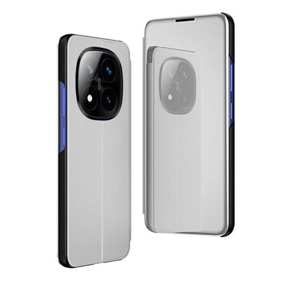 Plated Mirror Horizontal Flip Leather Phone Case with Holder, For Redmi Note 14 4G 163.25mm, For Xiaomi Redmi Note 14 5G, For Xiaomi Redmi Note 14 Pro+ 5G