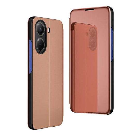 Plated Mirror Horizontal Flip Leather Phone Case with Holder