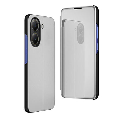 Plated Mirror Horizontal Flip Leather Phone Case with Holder