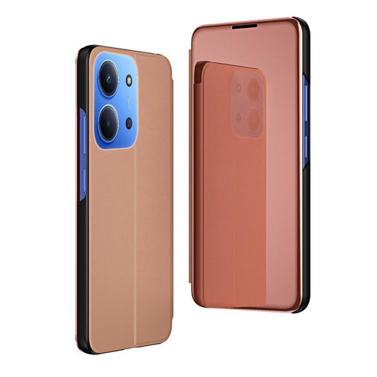 Plated Mirror Horizontal Flip Leather Phone Case with Holder