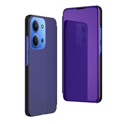 Plated Mirror Horizontal Flip Leather Phone Case with Holder