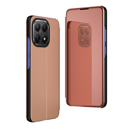 Plated Mirror Horizontal Flip Leather Phone Case with Holder, For Xiaomi 15T, For Redmi Note 14 4G 164.84mm, For Xiaomi  Poco X7 Pro