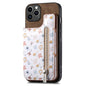 Retro Painted Zipper Wallet Back Phone Case, For iPhone 16, For iPhone 7 / 8 / SE 2022, For iPhone 13 Pro Max, For iPhone 13 Pro
