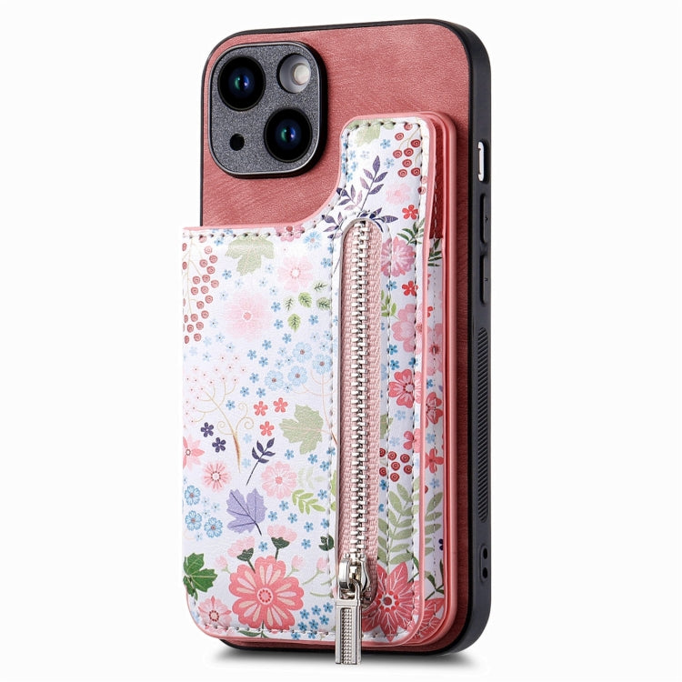 Retro Painted Zipper Wallet Back Phone Case, For iPhone 13, For iPhone 12, For iPhone 12 Pro Max, For iPhone 12 Pro